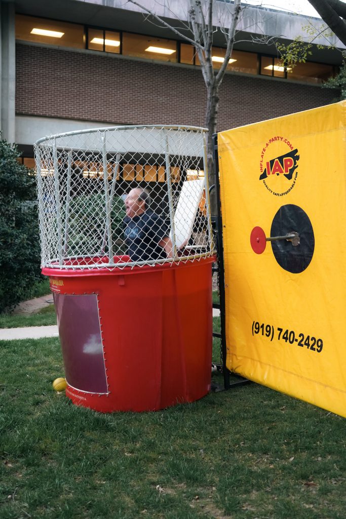 Dean Martin Brinkley getting dunked in the dunk tank.